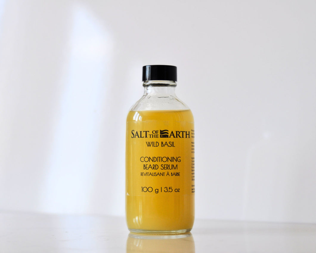 WILD BASIL CONDITIONING BEARD SERUM with CAMELIA OIL | BEARD CARE FOR WELL GROOMED HAIR & HEALTHY SKIN - SALT OF THE EARTH